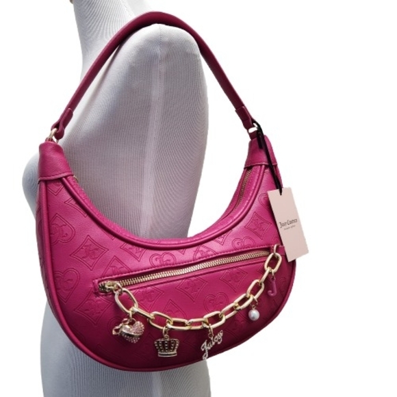 Handbags - 🆕️Juicy Couture Raspberry Tart Top Notch Hobo Shoulder Bag With Chain & Charms